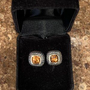 David Yurman Sterling Silver Cable 14K Gold Citrine Albion Earrings